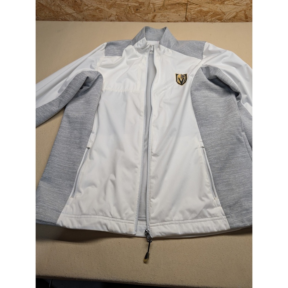 Antigua Women's Jacket Size XL White & Gray Golden Knights Logo Golf Zip Pockets